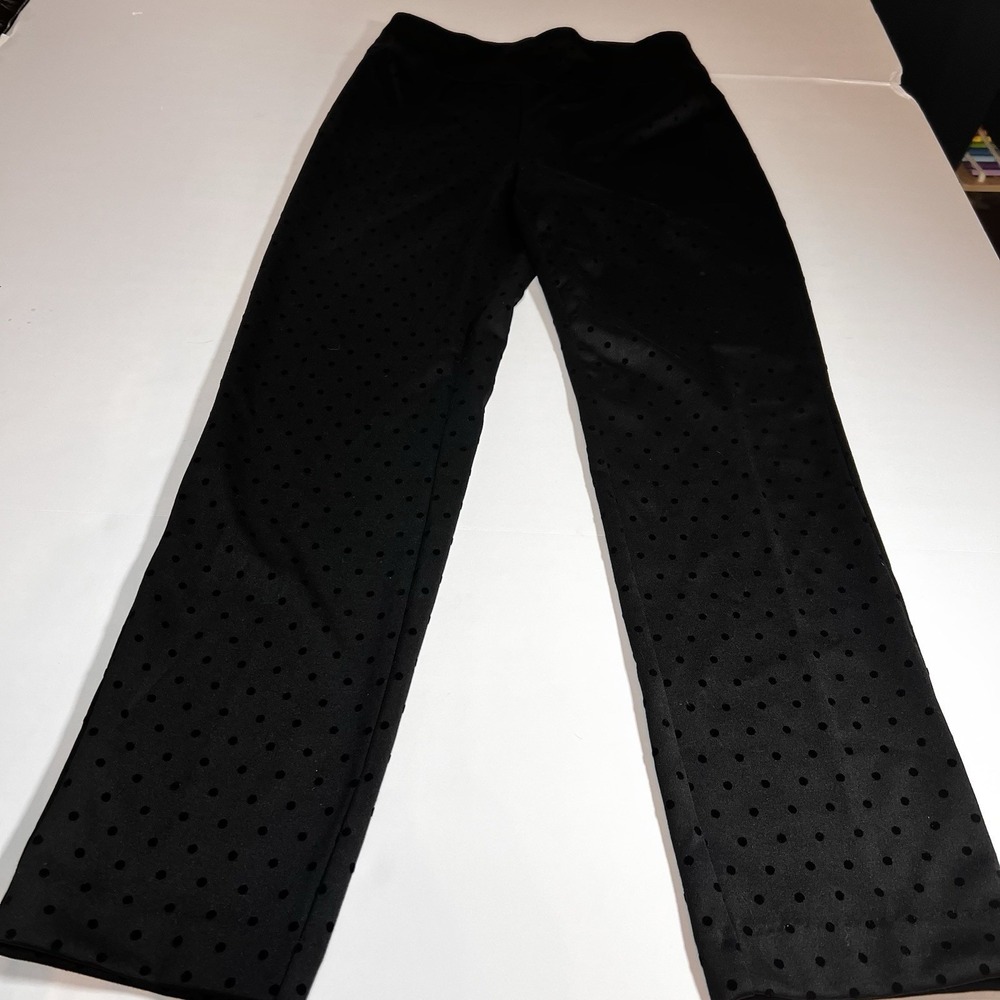 Meg & Margot Pull On Slim Leg Ankle Length Size Small Black W/ Dots